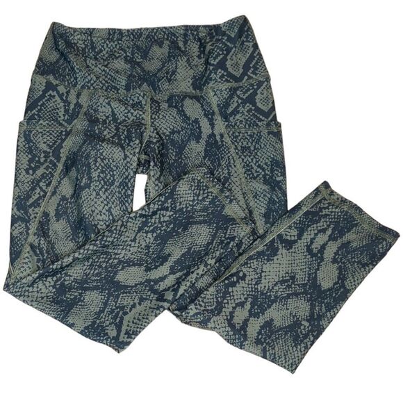 NOLI Active Green Python Snakeskin Print Cropped Yoga Leggings, Size M - Picture 1 of 8